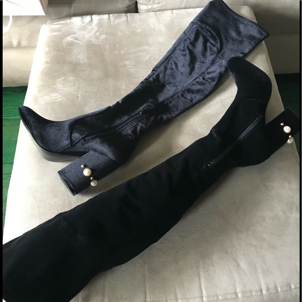 Ivanka black suede high boots